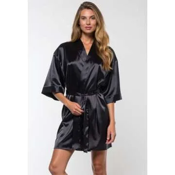 Turquaz Women's Bride Bridesmaids Robe - Satin Kimono Robes for Wedding & Bridal Party Silk Like Lightweight Robes for Women