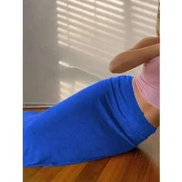 Avanova Women Low Rise Bodycon Maxi Skirt Elastic Waist Casual Sexy Long Pencil Skirts Blue Large