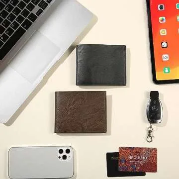 VZZNN 12 PCS Leather Bifold Wallets for Men,Men’s Wallet Bulk for DIY Engraving,With money clip,card holder (Brown)