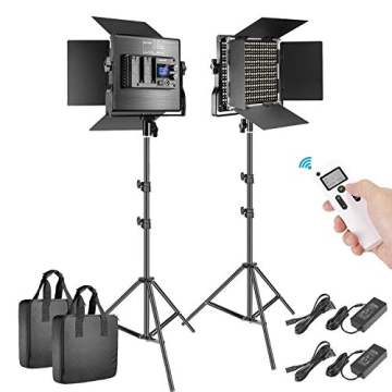 Neewer 2 Packs Advanced 2.4G 660 LED Video Light Photography Lighting Kit, Dimmable Bi-Color LED Pan...
