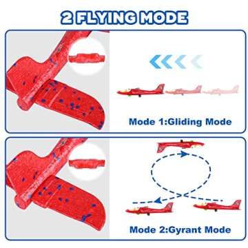 3 Pack Foam Airplane Launcher Toys - LED Glider Catapult Planes for Kids