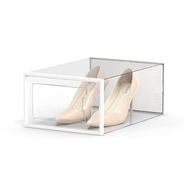Clear Stackable Shoe Storage Boxes - 12 Pack Organizer