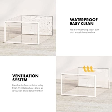 Clear Stackable Shoe Storage Boxes - 12 Pack Organizer