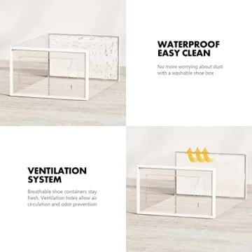 Clear Stackable Shoe Storage Boxes - 12 Pack Organizer