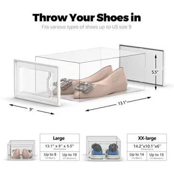 Clear Stackable Shoe Storage Boxes - 12 Pack Organizer