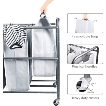 ROMOON Heavy Duty Laundry Sorter with Rolling Bags
