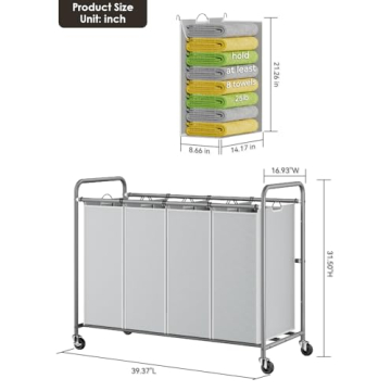 ROMOON Heavy Duty Laundry Sorter with Rolling Bags