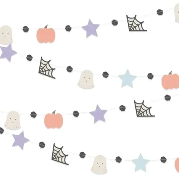 Cheerland Halloween Garlands - Cute Pastel Pumpkin & Ghost Banners for Festive Fun