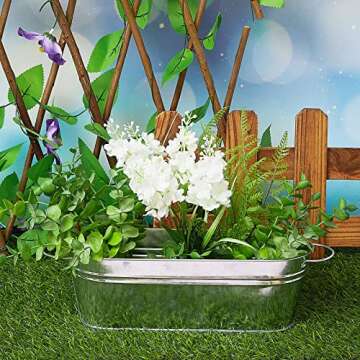 Gejoy 12 Pcs Small Galvanized Oval Planters Galvanized Buckets with Handles Rustic Galvanized Tub Flower Pot Silver Metal Tub for Outdoor Farmhouse Decorations 11.42 x 3.94 x 2.99 Inch