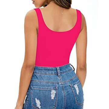 MANGOPOP Womens Scoop Neck Sleeveless Tank Top Bodysuits Sexy Backless Ribbed Body Suits Jumpsuit (Deep Green, Small)