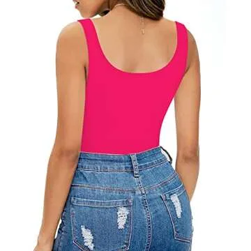 MANGOPOP Womens Scoop Neck Sleeveless Tank Top Bodysuits Sexy Backless Ribbed Body Suits Jumpsuit (Deep Green, Small)