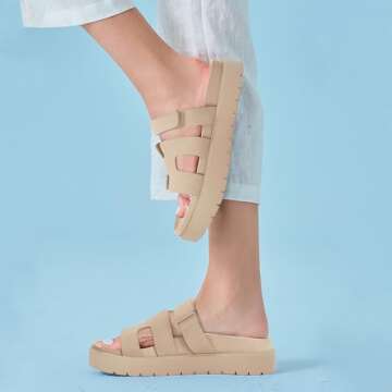 Junayuan Women's Platform Slide Sandals - Comfortable & Stylish Summer Shoes
