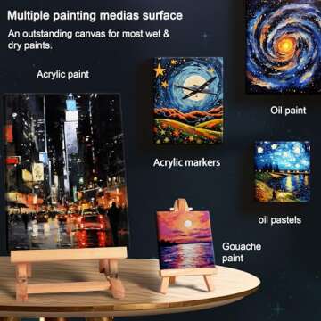 PHOENIX Black Stretched Canvas, 8x10 Inch/4 Pack - 3/4 Inch Profile, 8 Oz Quadruple Gesso Primed 100% Cotton Blank Black Canvases for Acrylic, Oil, Tempera, Metallic, Neon Painting & Crafts