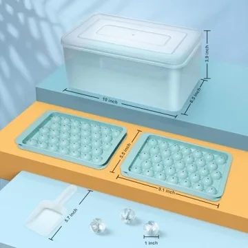 WIBIMEN Round Ice Cube Tray with Lid and Bin 2 Pack Blue