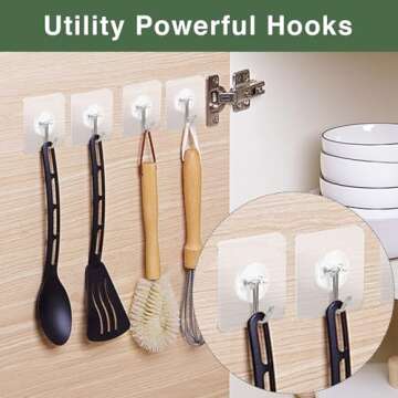 AROIC Adhesive Hooks for Hanging, 40 Packs Hook Heavy Duty Self Adhesive Wall Hooks 20 lbs / 9 kg (Max), Removable, Waterproof Hook for Bedroom Kitchen Bathroom