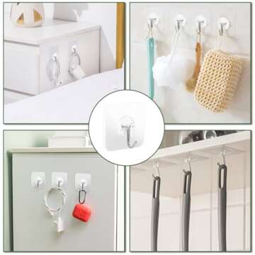 AROIC Adhesive Hooks for Hanging, 40 Packs Hook Heavy Duty Self Adhesive Wall Hooks 20 lbs / 9 kg (Max), Removable, Waterproof Hook for Bedroom Kitchen Bathroom
