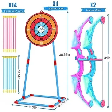 Kids Bow and Arrow Set with Light Up Toys and 14 Arrows