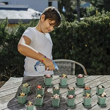 foxany 3" Plants Nursery Pot, 30 Pcs Thick Plastic Square Planting Pots, Plant Seedling Pots, Seed Starting Pots with 30 Saucers - Black-Green