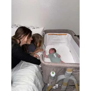 HARPPA Cuddly 3 in 1 Baby Bassinet Bedside Sleeper, 5 Position Adjustable, Includes Mosquito Net, Ma...