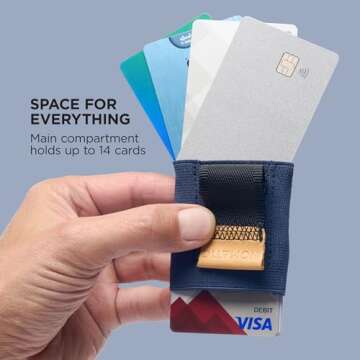 NOMATIC Minimalistic Wallet for Men and Women - Slim Wallet Fits In Front Pocket - Holds 4-15 Cards - Hidden Cash Holder and Key Holder Pocket (Black)