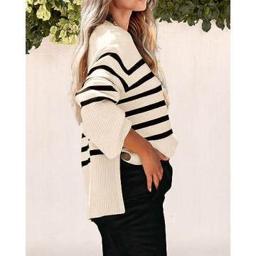 KIRUNDO Women's Cozy Oversized Striped Sweater 2024