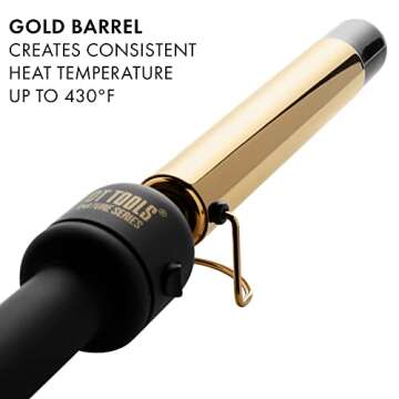HOT TOOLS Pro Signature Flipperless Gold Curling Wand, 1 Inch