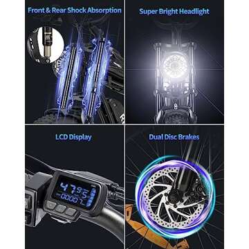 Ridstar Electric Motorcycles for Adults, 1000W 15AH 25MPH Max 35Miles Ebike,20'' Fat Tire Dirt Bike, Bicicleta electrica para adultos UL2849