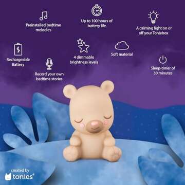 Tonies Night Light - Sleepy Bear Audio Play Character from Sleepy Friends | Warm Glow | 75 Minutes o...