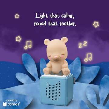 Tonies Night Light - Sleepy Bear Audio Play Character from Sleepy Friends | Warm Glow | 75 Minutes of Beautifully Composed Melodies | Record Your Own Bedtime Stories