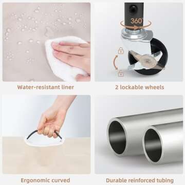 STORAGE MANIAC Laundry Sorter 4 Section, Laundry Hamper with Wheels, Laundry Basket Sorter, Laundry Separator Hamper, Laundry Divider Hamper, 4 Bag Laundry Hamper with Wheels and Removable Bags, Beige