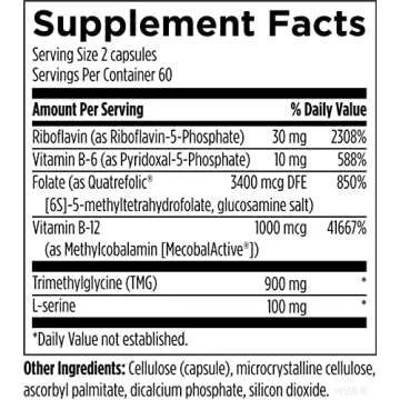 Designs for Health Homocysteine Supreme - Methylated B Vitamins with Riboflavin, B6, B12, Folate, L-Serine & TMG for Brain Support & Heart Health - Methylated Multivitamin (120 Capsules)