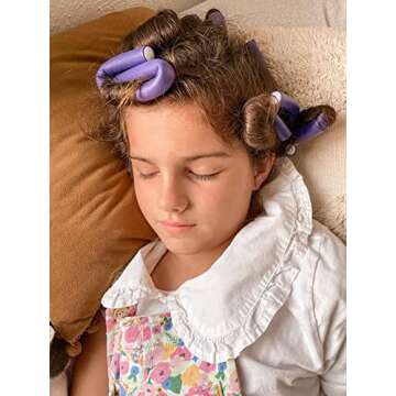 CEKEME 40 Pieces Flexible Curling Rods Foam Hair Rollers, No Heat Hair Curlers for Long Hair (9.45' x 0.55'), Purple (Hair Curlers, Hair Roller, Hair Styling Tools)