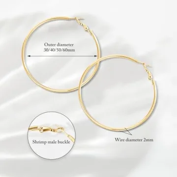 Gold Dangle Hoop Earrings for Women - 30mm Style