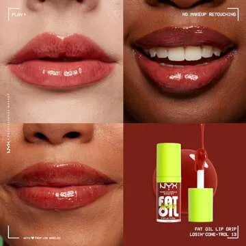 NYX PROFESSIONAL MAKEUP Fat Oil Lip Drip, Moisturizing, Shiny and Vegan Tinted Lip Gloss - Losin Cone-trol (Neutral Nude)