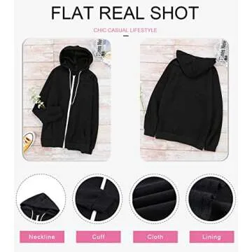 Dokotoo Women's Solid Color Zip Up Hoodie for Casual Style