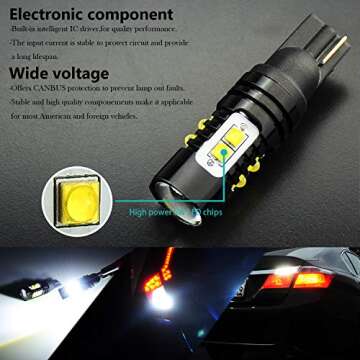 JDM ASTAR Super Bright Max 50W High Power 912 921 White LED Bulb For Backup Reverse Lights