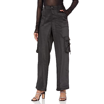 Stylish Drop Women's Jessenia Shine Cargo Pants in Black