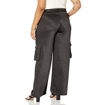 Stylish Drop Women's Jessenia Shine Cargo Pants in Black
