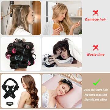 Heatless Hair Curler - 7 Piece Set for Natural Curls - Black