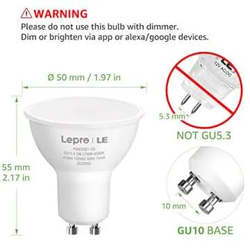 Lepro Alexa GU10 LED Light Bulbs - 50W Halogen Equivalent Smart GU10 Bulb Works with Alexa & Google Assistant,Voice and App Control,2700-6500K Tunable Track Light Bulb, No Hub Required, 2.4G WiFi Only