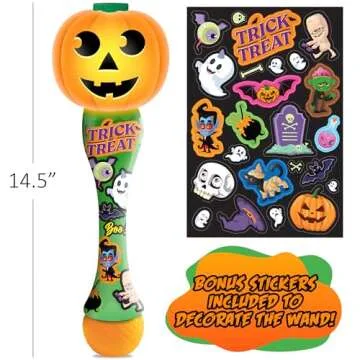 ArtCreativity Halloween Bubble Wand for Kids, 14" Light Up Pumpkin Bubble Wand for Toddlers with LED & Halloween Music, Halloween Boo Basket Stuffers for Kids, Halloween Toys for Toddlers