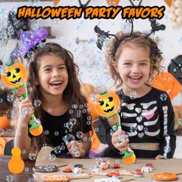 ArtCreativity Halloween Bubble Wand for Kids, 14" Light Up Pumpkin Bubble Wand for Toddlers with LED & Halloween Music, Halloween Boo Basket Stuffers for Kids, Halloween Toys for Toddlers