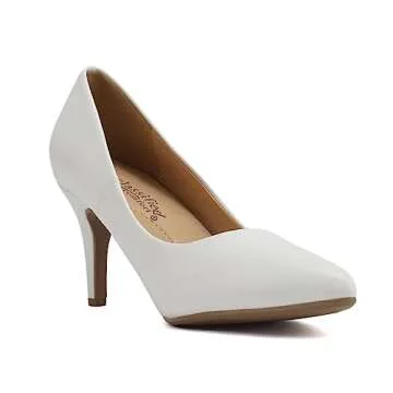 City Classified Comfort Women's Medium Heel Shoes (White PU, us_Footwear_Size_System, Adult, Women, Numeric, Medium, Numeric_6_Point_5)