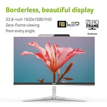 Acer Aspire Z24-890-UA91 AIO Desktop, 23.8 inches Full HD, 9th Gen Intel Core i5-9400T, 12GB DDR4, 512GB SSD, 802.11ac Wifi, USB 3.1 Type C, Wireless Keyboard and Mouse, Windows 10 Home, Silver