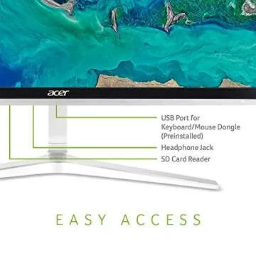 Acer Aspire Z24-890-UA91 AIO Desktop, 23.8 inches Full HD, 9th Gen Intel Core i5-9400T, 12GB DDR4, 512GB SSD, 802.11ac Wifi, USB 3.1 Type C, Wireless Keyboard and Mouse, Windows 10 Home, Silver