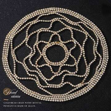 Brinie Mesh Headpiece Cap Silver Roaring 20s Crystal Flapper Head Chain Head Jewelry Art Deco Party Bridal Hair Accessories for Women and Girls (Gold)