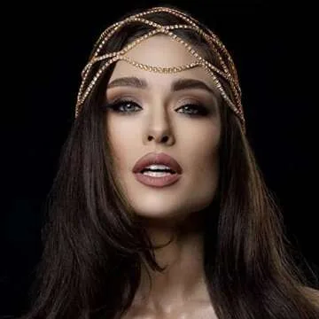 Brinie Mesh Headpiece Cap Silver Roaring 20s Crystal Flapper Head Chain Head Jewelry Art Deco Party Bridal Hair Accessories for Women and Girls (Gold)