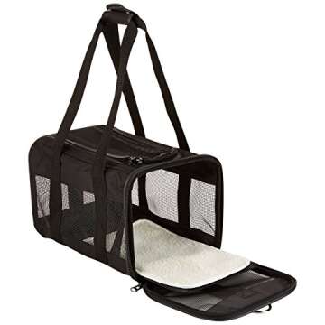 Amazon Basics Soft-Sided Mesh Pet Travel Carrier for Cat, Dog, Small, Black, 13.8 x 8.7 x 8.7 Inches