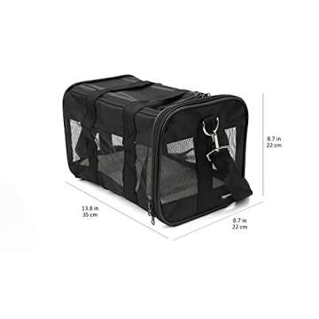 Amazon Basics Soft-Sided Mesh Pet Travel Carrier for Cat, Dog, Small, Black, 13.8 x 8.7 x 8.7 Inches