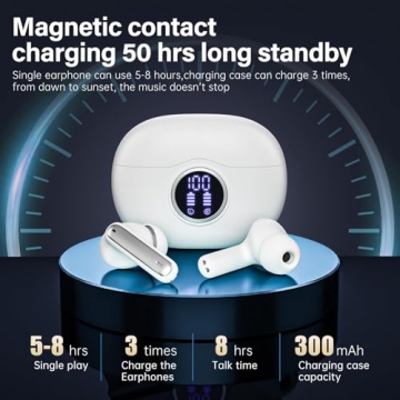 Fhumsh Wireless Earbuds with 50H Playback and Noise Cancelling